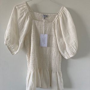 White Rouched Polagram Top